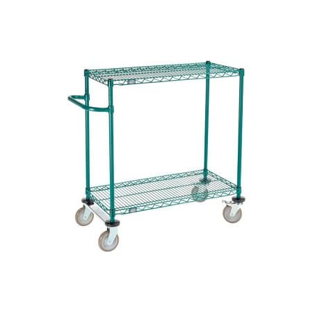 Gec Nexel 2 Shelf Cart, Poly-Green, 36"L x 18"W x 40"H, Polyurethane Rigid Casters SC1836RG2